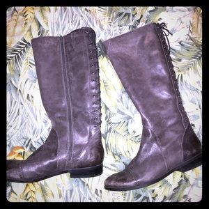 Genuine leather distressed grey boots